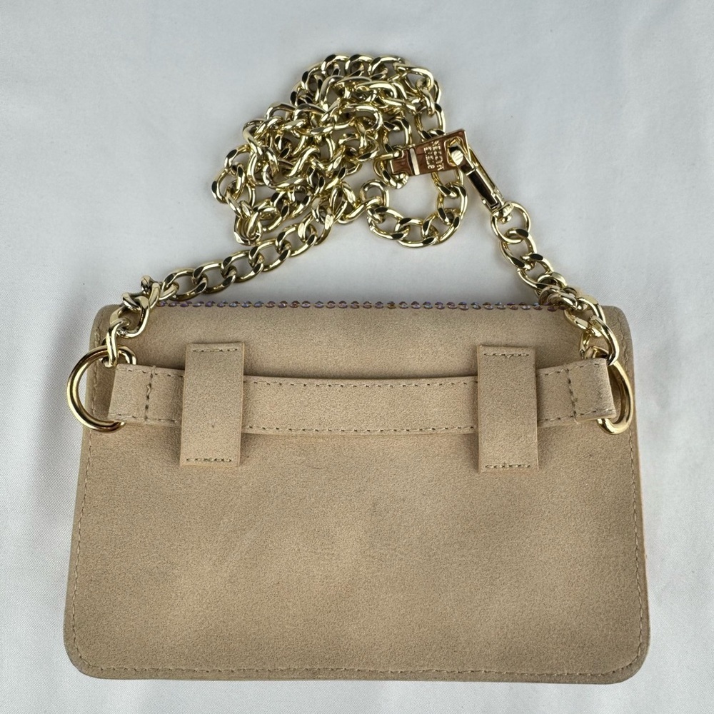 Steve Madden Beige Evening Clutch with Rhinestones - Picture 3 of 5